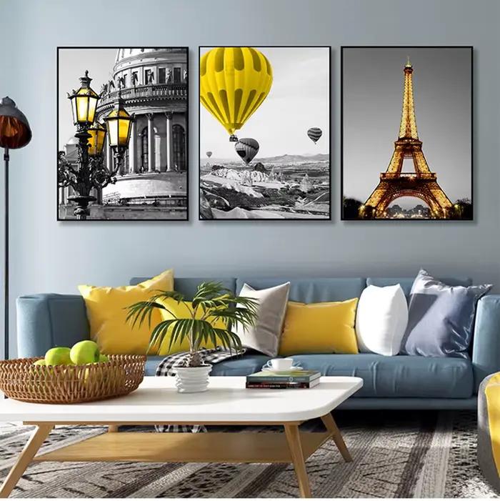 Ensemble de peinture sur toile nordique paysage noir et blanc