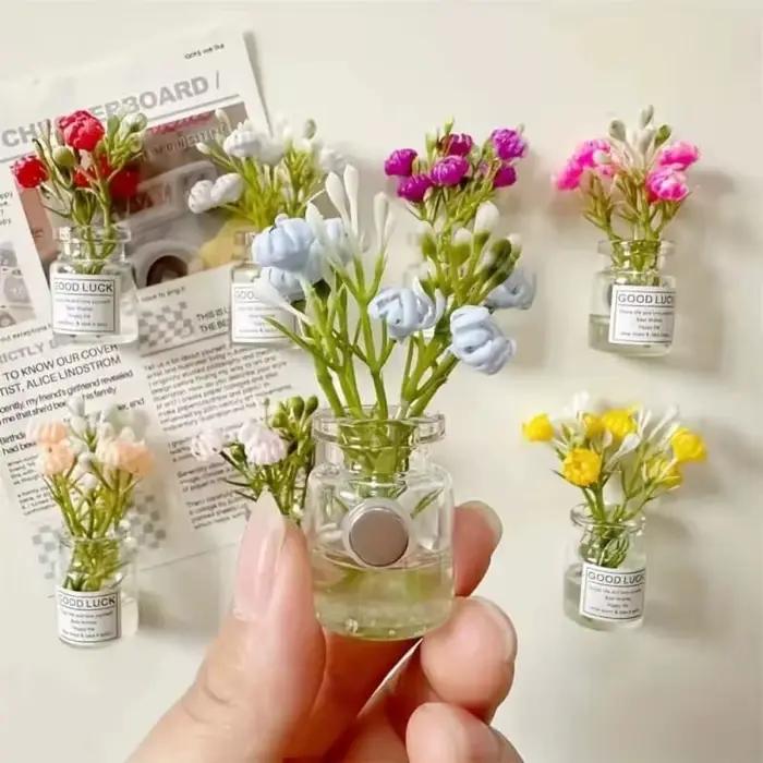 8 aimants mini-vases créatifs 3D lumineux