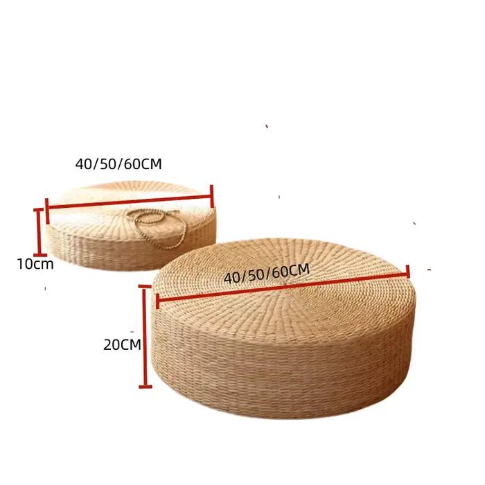 Coussin de siège Futon tissé en paille fait à la main, tatami de style japonais, tapis de méditation, balcon extérieur, petit coussin de loisirs