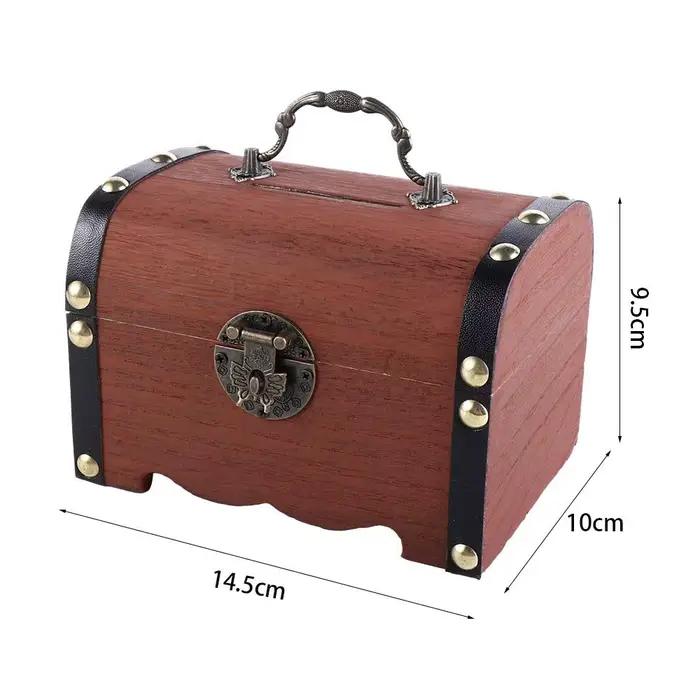 Boîte de rangement décorative créative en bois pour pièces de monnaie boîte au trésor boîte d'économie d'argent pour collection et décoration intérieure occasions spéciales cadeau pour anniversaire noël
