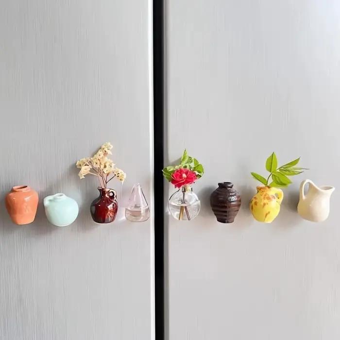 Mini-vases décoratifs aimantés pour réfrigérateur