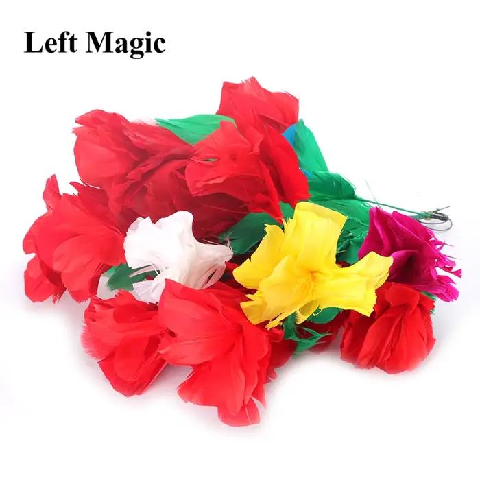 Bouquets apparaissant et fleur changeante de couleur, tours de magie, baguette pour Bouquet de plumes, Illusion de scène de magicien, accessoires Gimmick amusants