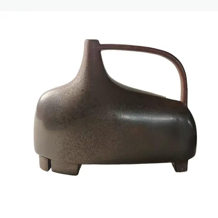 Vase en céramique d'art abstrait avec poignée ronde, pots de plantes, décoration de table, arrangement de fleurs, vases floraux modernes, décoration esthétique de la pièce
