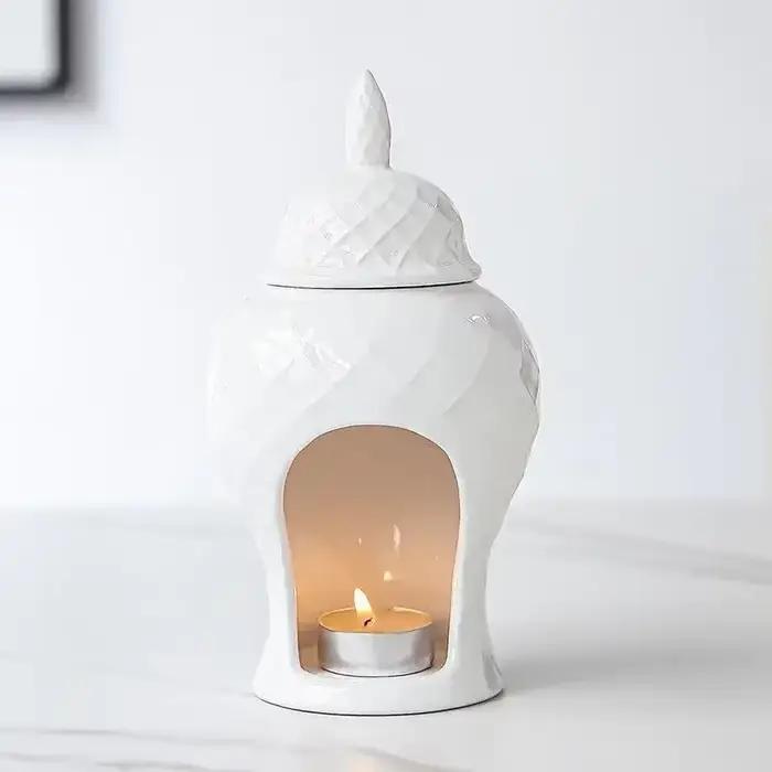Brûleur d'aromathérapie en céramique pour gingembre, encens et bougies, lampe à huile domestique, et décorations polyvalentes en forme de pot