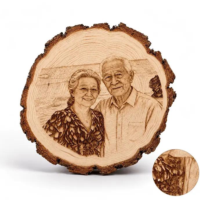 Ornement photo en bois vintage personnalisé – Décoration