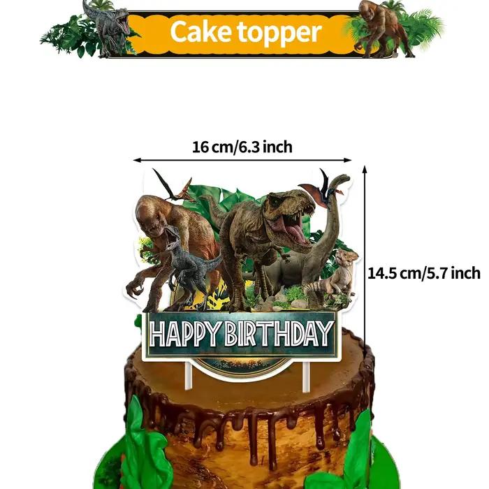 Décorations de fête d'anniversaire sur le thème des dinosaures, comprenant une bannière, un topper pour gâteau, des spirales suspendues et des ballons, parfaites pour les cadeaux de fête pour enfants 