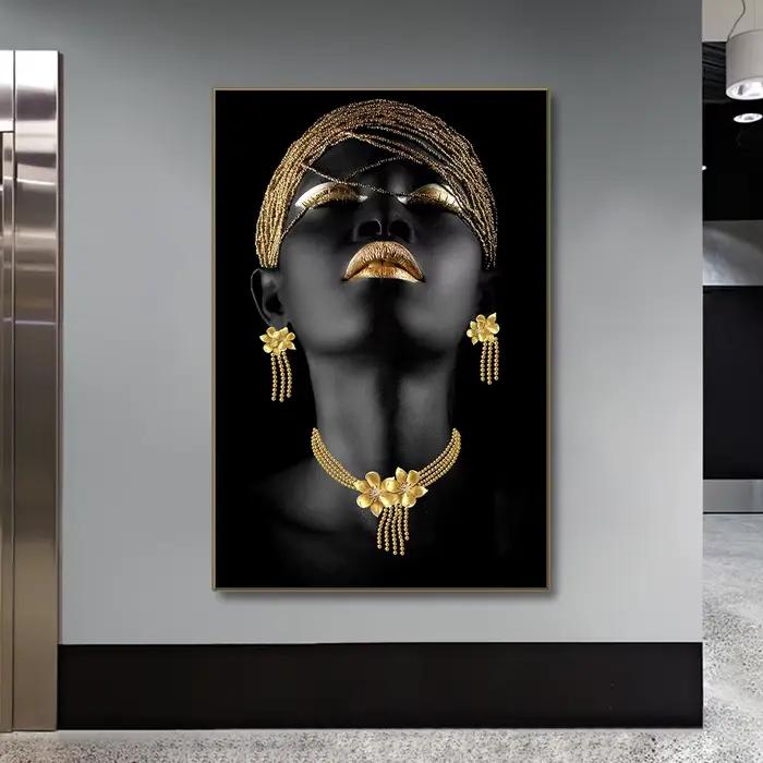 Affiches et imprimés de gestes classiques en or noir pour femmes africaines