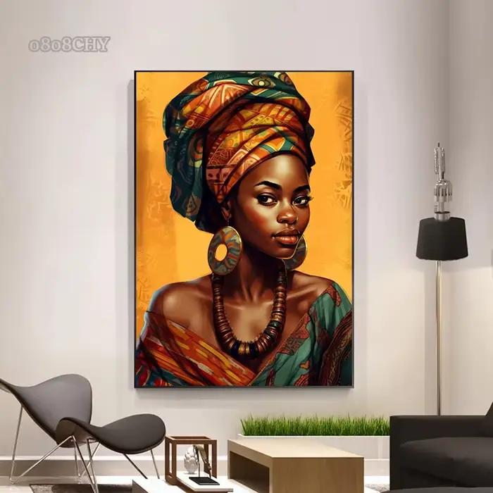 Toile d'art abstrait de femme africaine