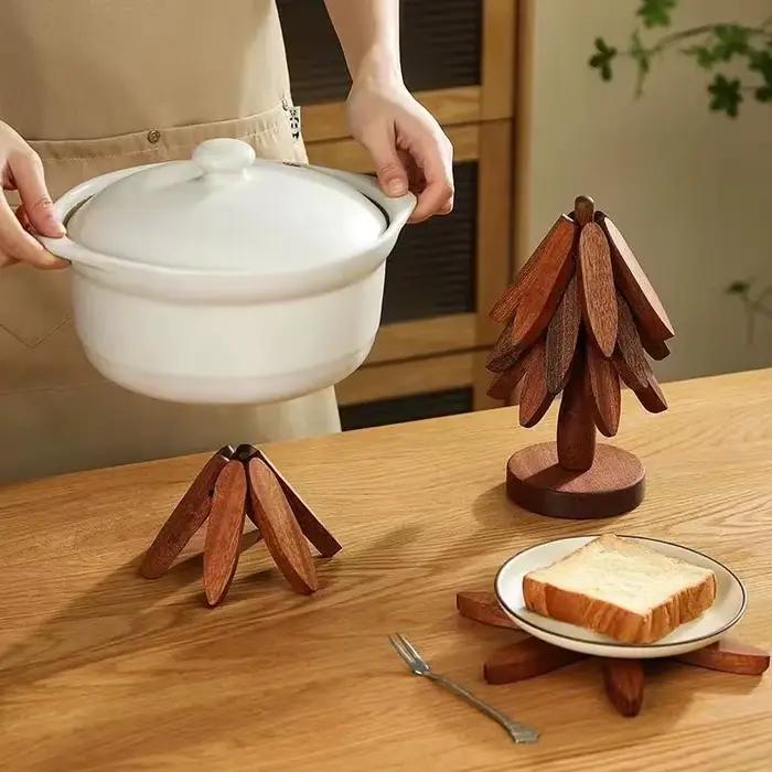 Support Design d'arbre Trivets en bois décoratif Anti-brûlure résistant à la chaleur tapis de Table dessous de verre