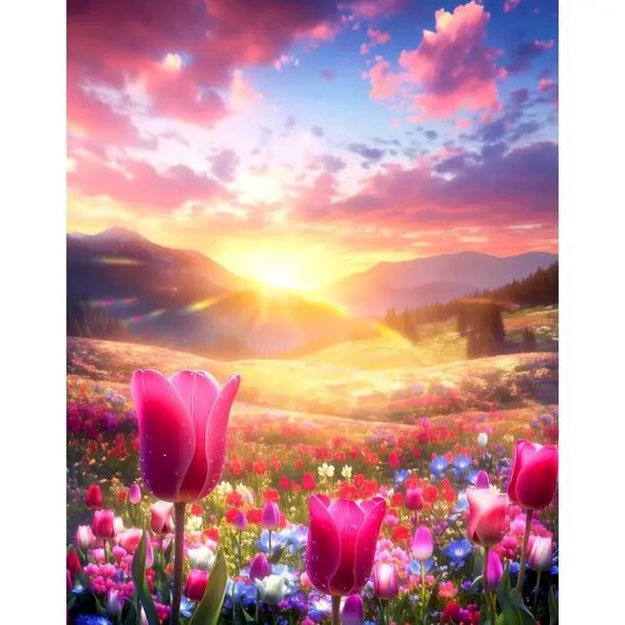 Peinture par numéros de champ de fleurs