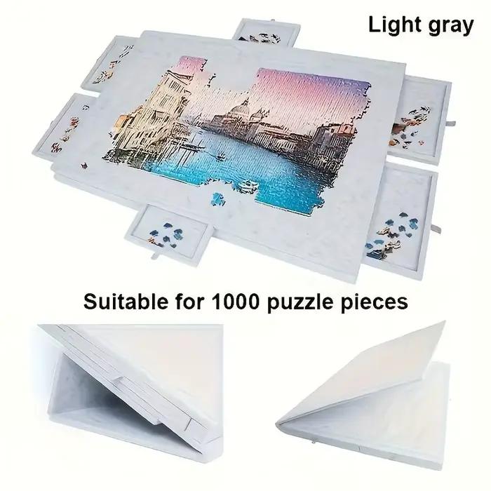 1 ensemble de planches de Puzzle décoratives 6 en 1, bureau de Puzzle inclinable avec 6 tiroirs, peut contenir 1000 pièces pour la décoration de la maison et le rangement éducatif