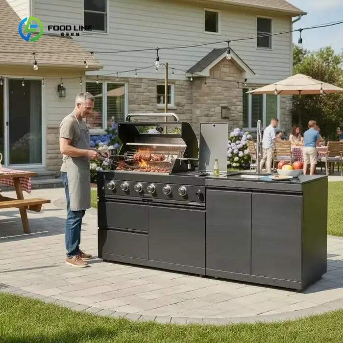 Cuisine extérieure sur mesure en gros avec évier et robinets – Ensemble élégant et durable, idéal pour jardin, terrasse, fêtes et activités de plein air