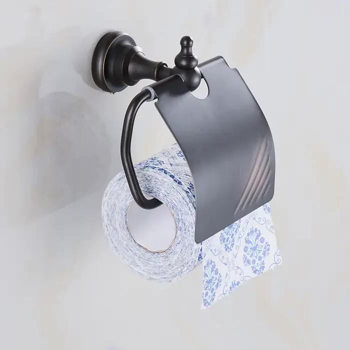 Ensemble d'accessoires ménagers en bronze frotté à l'huile, étagère à serviettes, porte-serviettes, porte-papier hygiénique, ensembles de quincaillerie de bain muraux