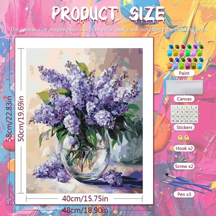 Peinture par numéros pour adultes : Vase en verre avec lilas – Kit de coloriage DIY