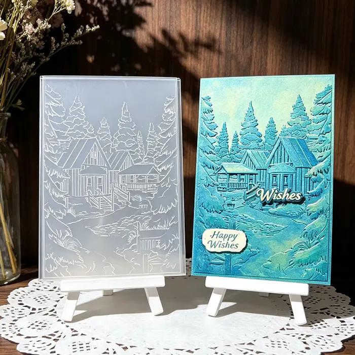 Carte de vœux artisanale en bois de forêt