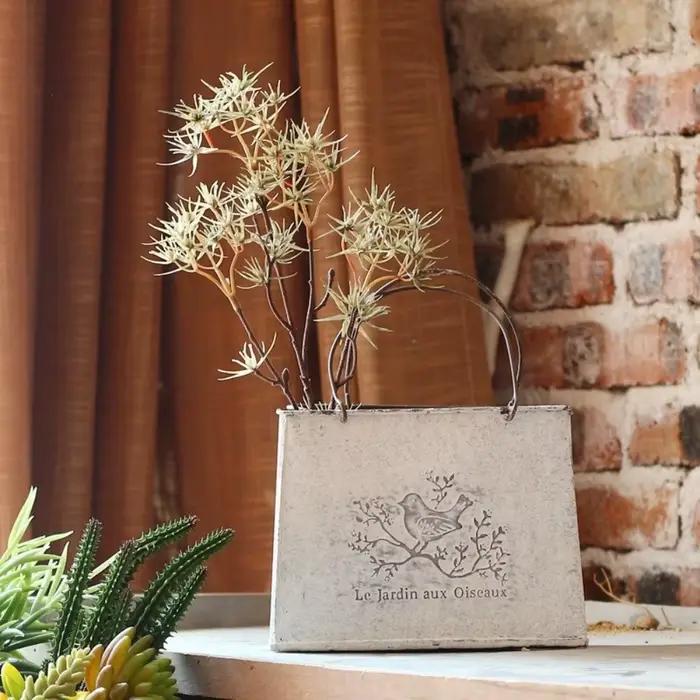 Pot de fleurs vintage effet vieilli en fer forgé résistant à l'usure