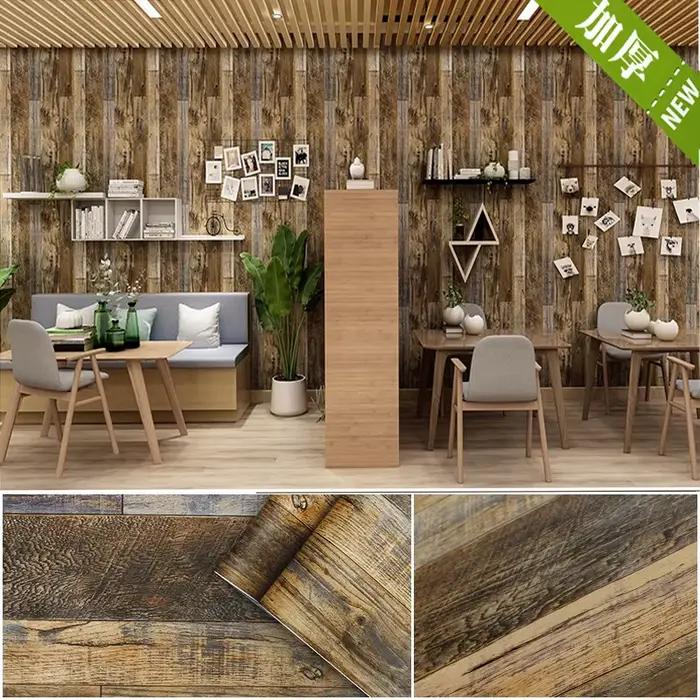 Papier Peint Auto-adhésif Rétro en Bois Naturel Gris Foncé KALYNN Pour Décoration Intérieure Moderne et Élégante Cuisine Chambre Salle de Bains