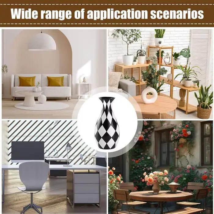 Vase à Fleurs à Carreaux Noir et Blanc