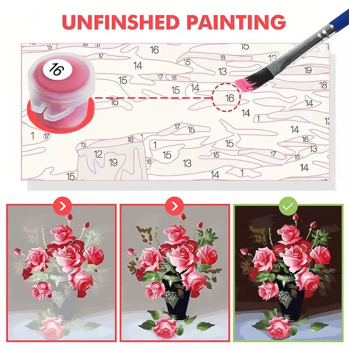 Peinture par numéros pour adultes : Vase en verre avec lilas – Kit de coloriage DIY