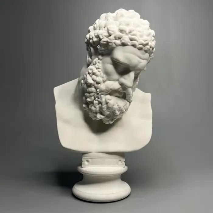 Sculpture de tête Hercules en plâtre blanc