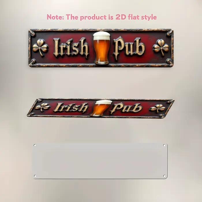 Panneau mural plat 2D en métal pour Pub irlandais Vintage
