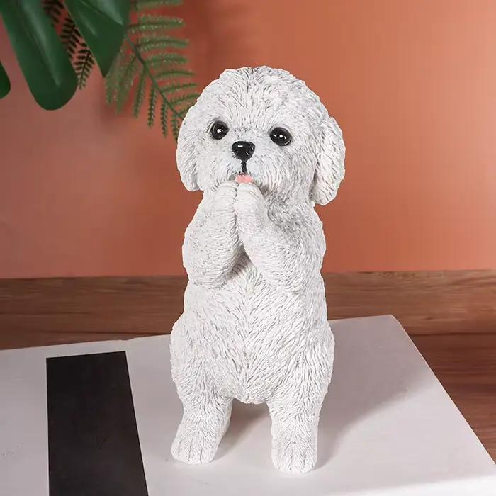Statue sur pied de petit chien mignon, Animal créatif en résine, ornement décoratif, maison, chambre à coucher, salon, décoration extérieure, affichage