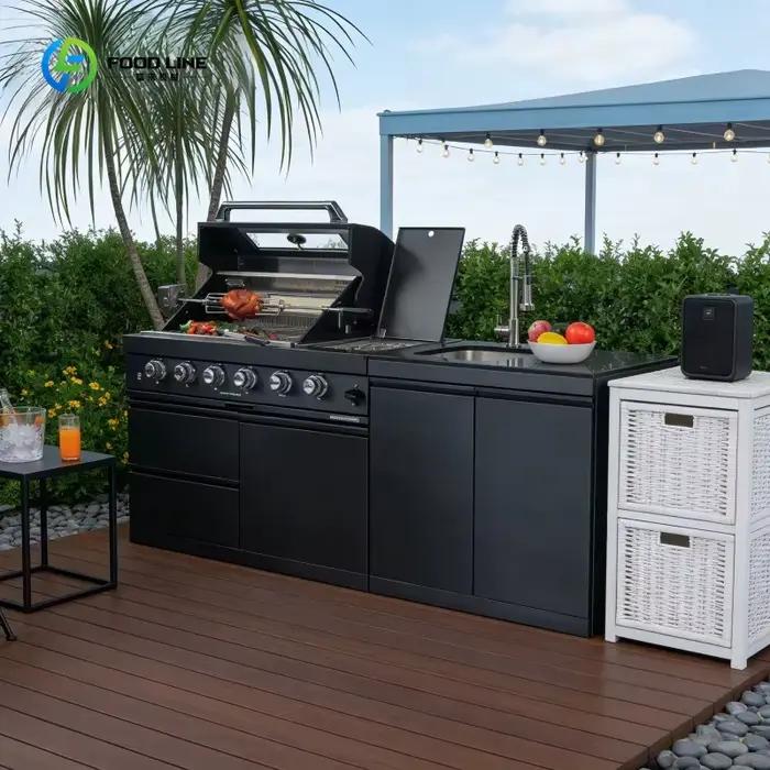 Cuisine extérieure sur mesure en gros avec évier et robinets – Ensemble élégant et durable, idéal pour jardin, terrasse, fêtes et activités de plein air