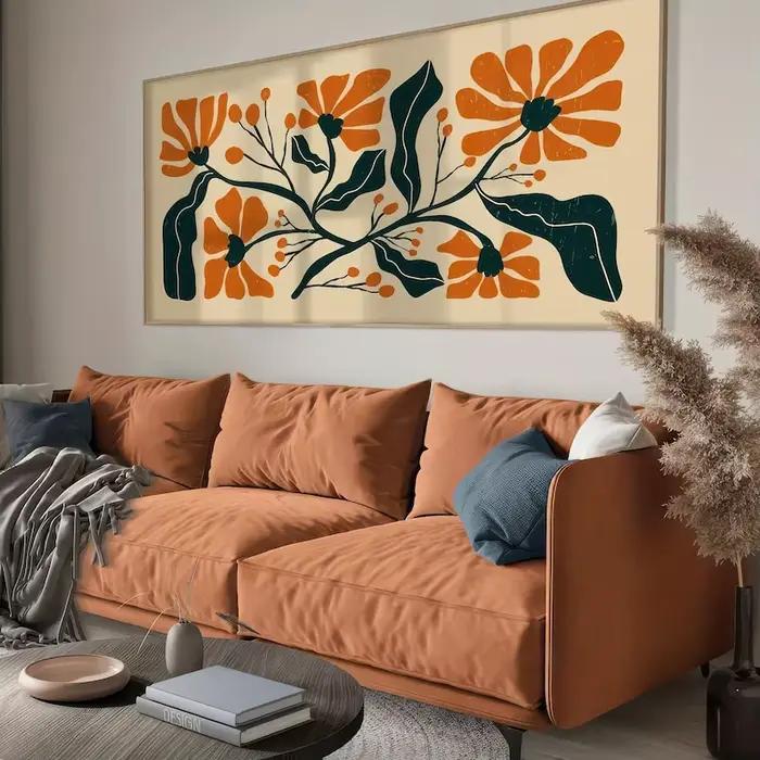 Impression sur toile florale abstraite moderne style bohème
