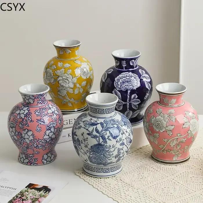 Vase à fleurs artisanal en céramique vintage chinoise en porcelaine blanche - Accessoire de décoration idéal pour la