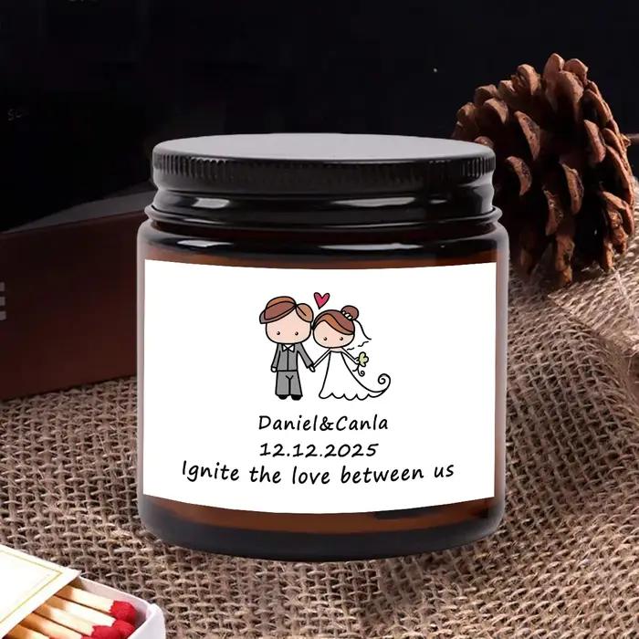 3,5 onces / 70g Souvenir de mariage personnalisé Bougies parfumées personnalisées - un excellent cadeau pour les fêtes d'anniversaire et les mariages