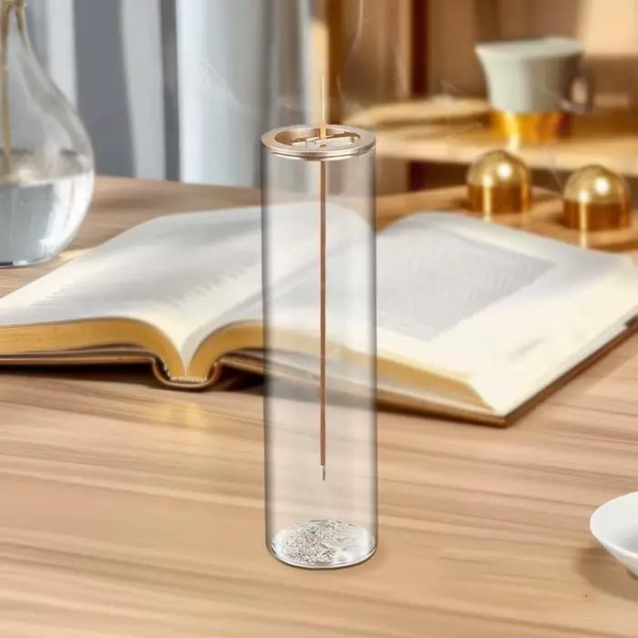 Brûleur d'encens en verre moderne, porte-encens volant Anti-cendres avec cendrier en verre amovible pour la décoration de la maison, méditation de Yoga