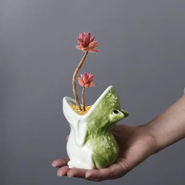 Pot de fleur en forme d'animal de dessin animé mignon, décoration de jardinage pour la maison, Pot de fleur en forme de grenouille, Vase en céramique, décoration de la maison
