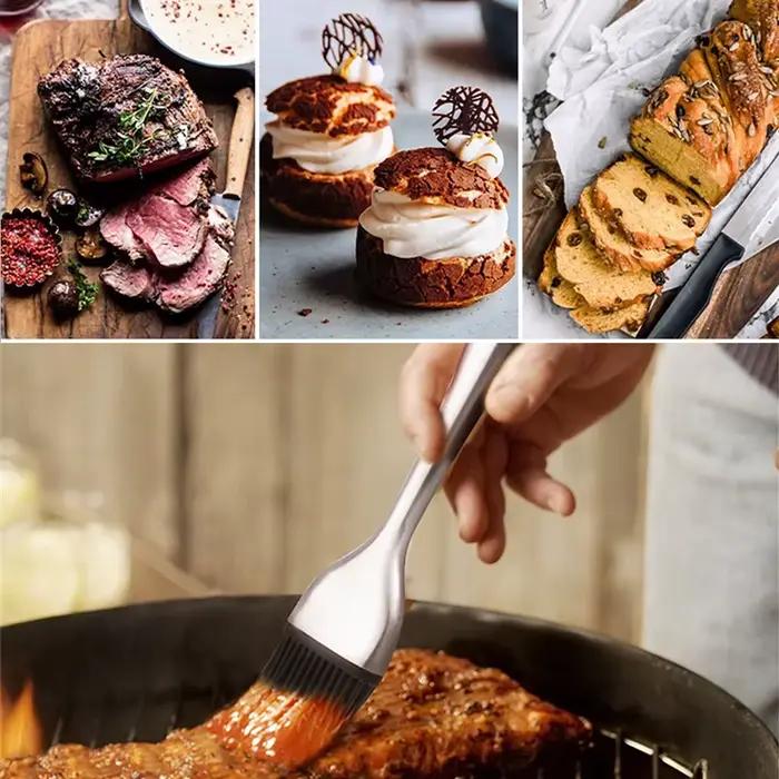 Brosse à badigeonner en Silicone pour Barbecue, brosse à Sauce à l'huile, poignée en acier inoxydable, brosses à huile, brosse à pain au beurre, accessoires de cuisine pour barbecue