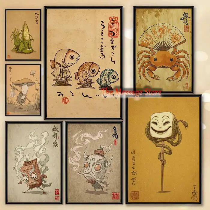 Toile d'art mural japonais Yokai