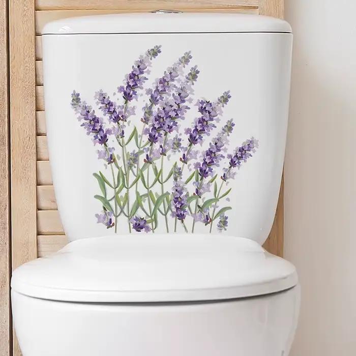 Autocollant Mural feuilles de plantes vertes pour salle de bains et toilettes