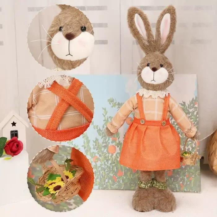 Ornement de lapin de Pâques de dessin animé bricolage fait main lapin télescopique rétractable à longues pattes décoration de Pâques joyeuse cadeaux de fête