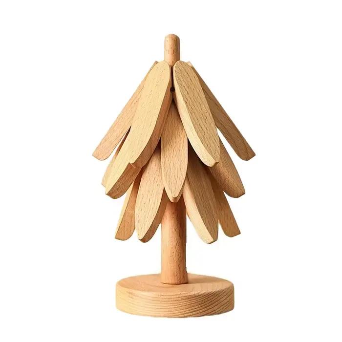 Support Design d'arbre Trivets en bois décoratif Anti-brûlure résistant à la chaleur tapis de Table dessous de verre