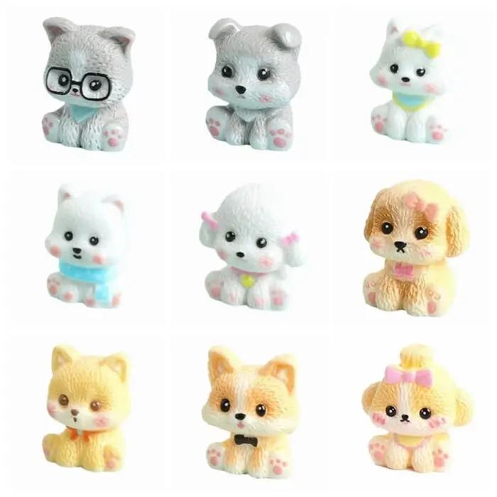 9 figurines de chiens en résine mignonnes