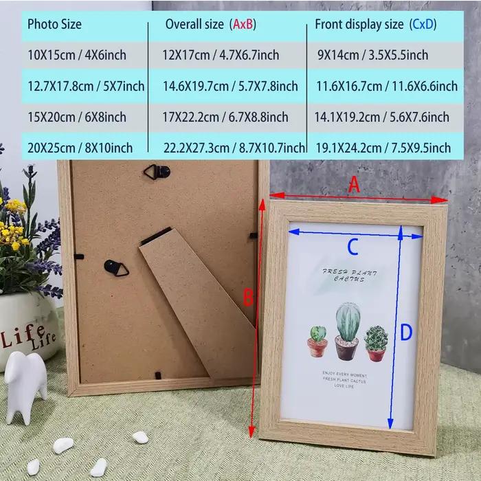 Cadre Photo en bois (10x15cm/15x20cm/20x25cm/A4)-bureau ou tenture murale