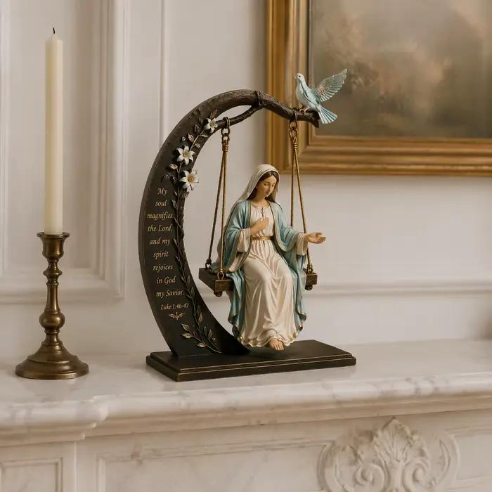 Statue en résine Jésus sur balançoire, figurine religieuse chrétienne, Jésus lisant la Bible, décoration de bureau et de maison chrétienne