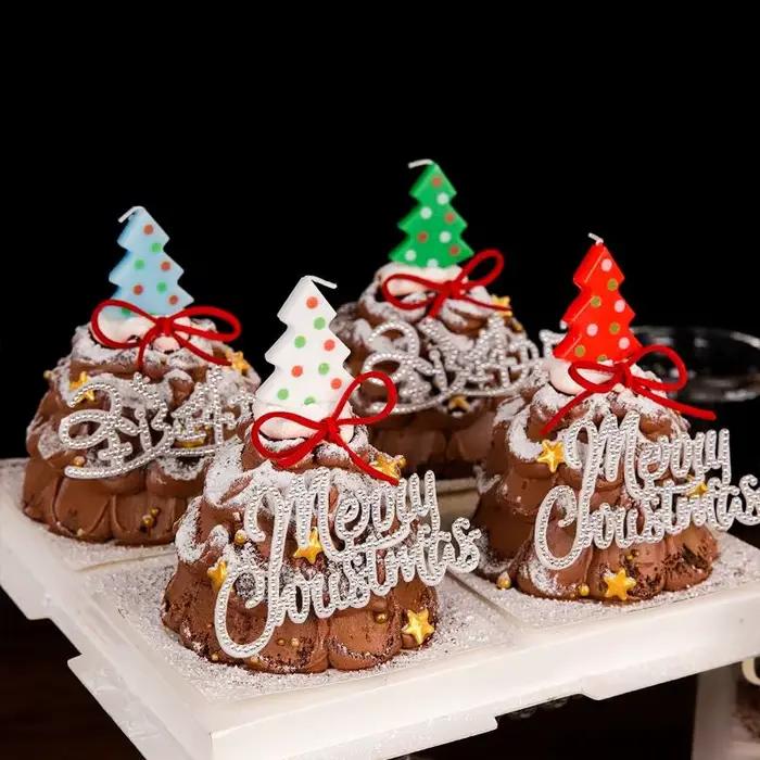 [Nël]1/5 bougies de Noël. Décorations de gâteaux d'anniversaire. Bougie colorée