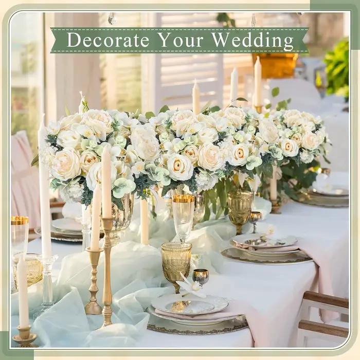 Bouquet de fleurs artificielles en soie (rose, pivoine, hortensia, œillet) avec vase pour la décoration de la maison, des fêtes, du bureau, des mariages, des chambres et comme accessoires de bricolage
