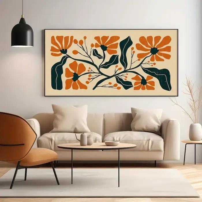 Impression sur toile florale abstraite moderne style bohème