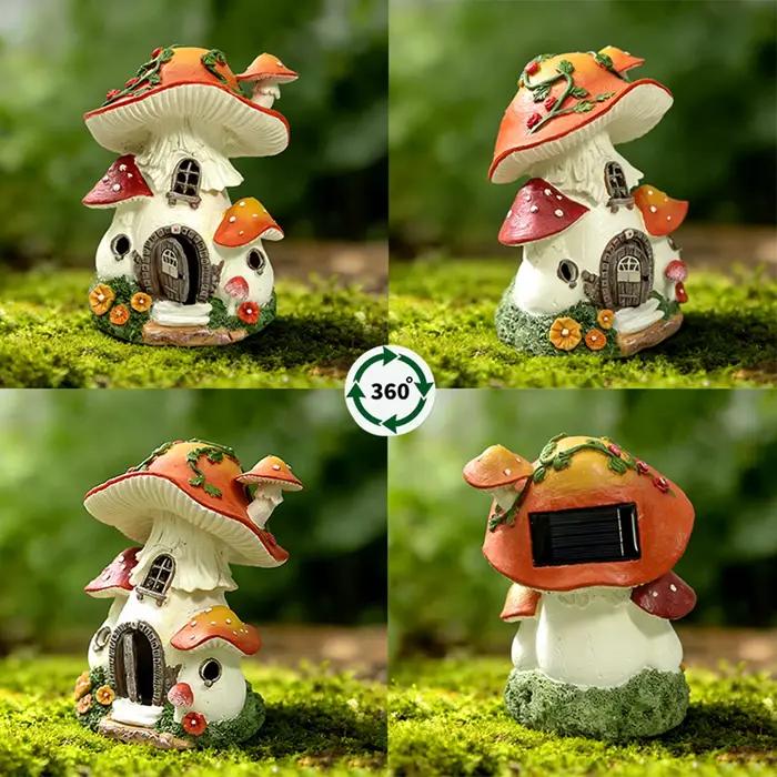 Statue de maison en forme de champignon