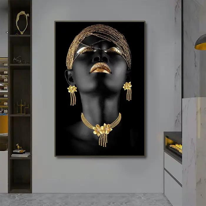Affiches et imprimés de gestes classiques en or noir pour femmes africaines