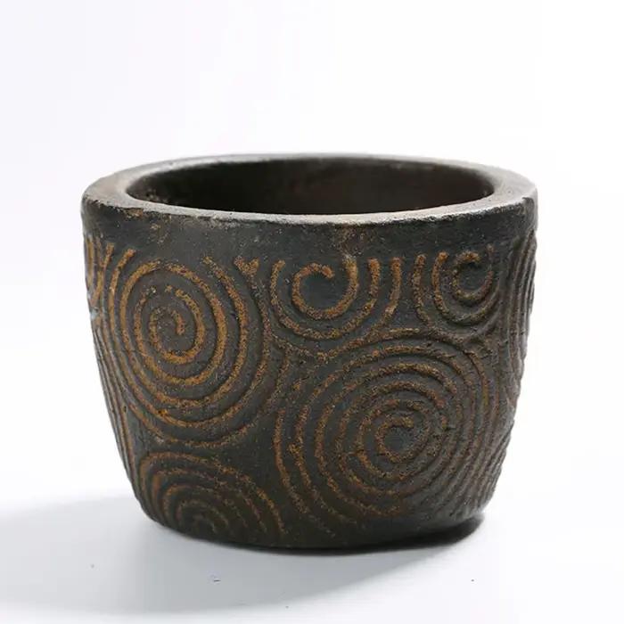 Pot à bonsaï sculpté en forme de nuage d'argile en céramique