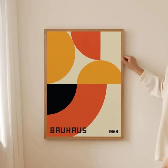 Affiche géométrique abstraite Orange Bauhaus