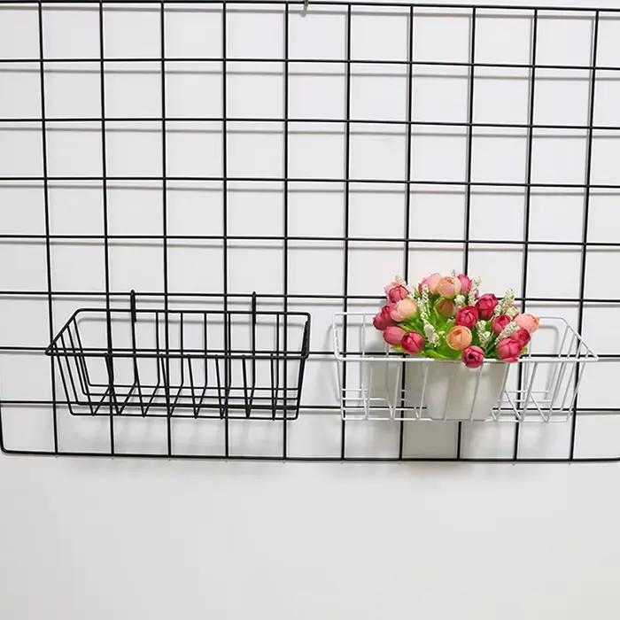 ▪ Panier de rangement décoratif en métal, support mural en grille de fer DIY pour pot de fleurs, étagère suspendue, cadre mural en maille, présentoir, décoration intérieure