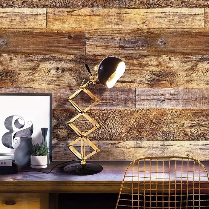 Papier Peint Auto-adhésif Rétro en Bois Naturel Gris Foncé KALYNN Pour Décoration Intérieure Moderne et Élégante Cuisine Chambre Salle de Bains