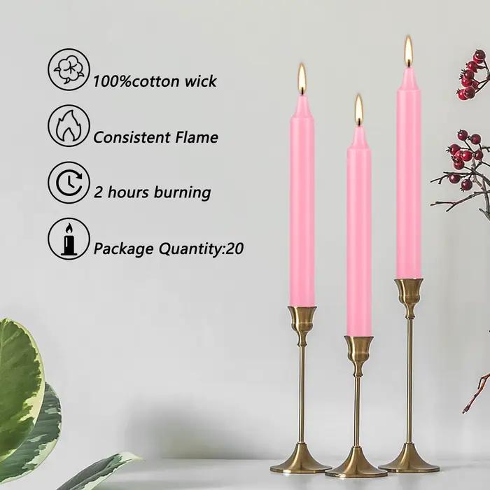 20 pièces de 4 bougies de dîner en cire rose
